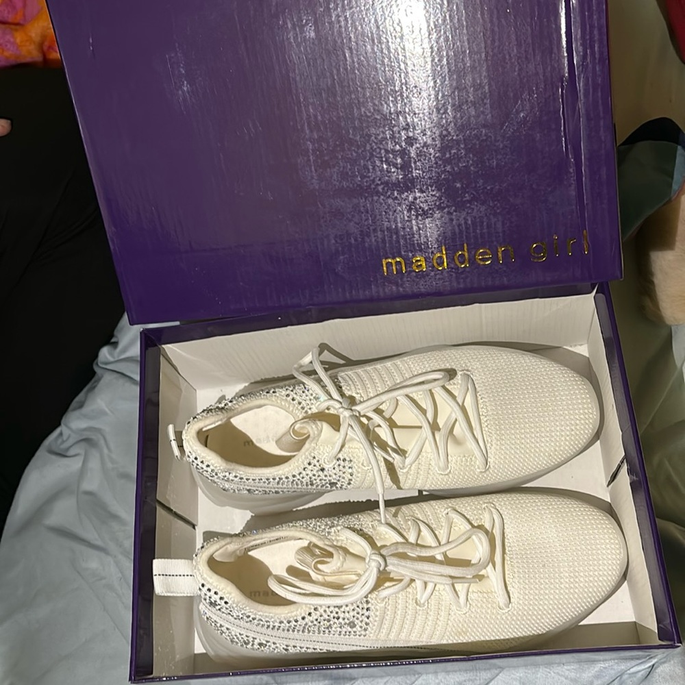 Madden Girl Sneakers. White with silver jewels. New without tags. Size 10